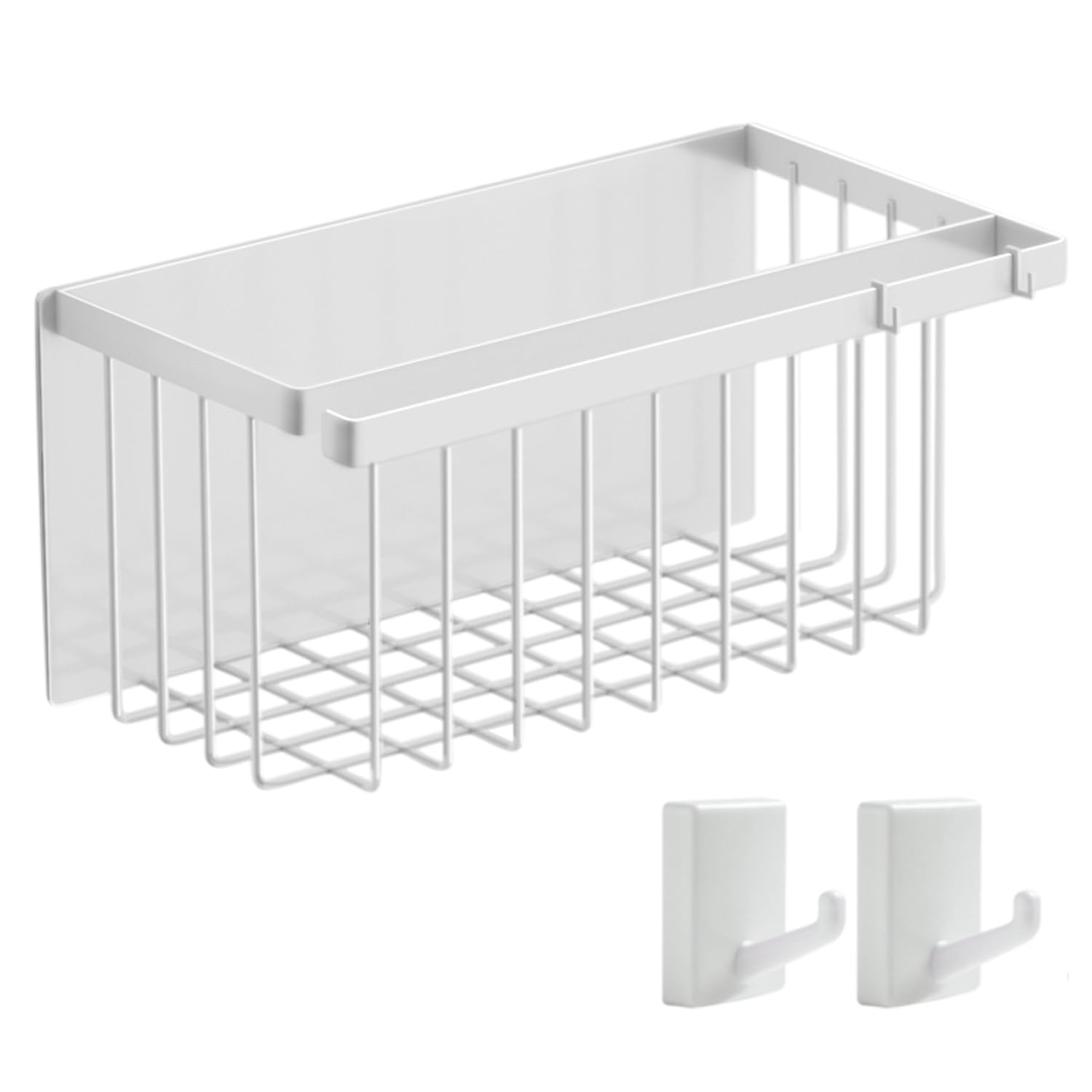 Magnetic Bathroom Basket Bath Rack Approx. W31XD17XH15cm Tower Bathroom Storage Bath Kitchen Rack Refrigerator Storage Washing Machine Placement Bathroom Storage Shelf Magnetic Adhesive Wall Mount white