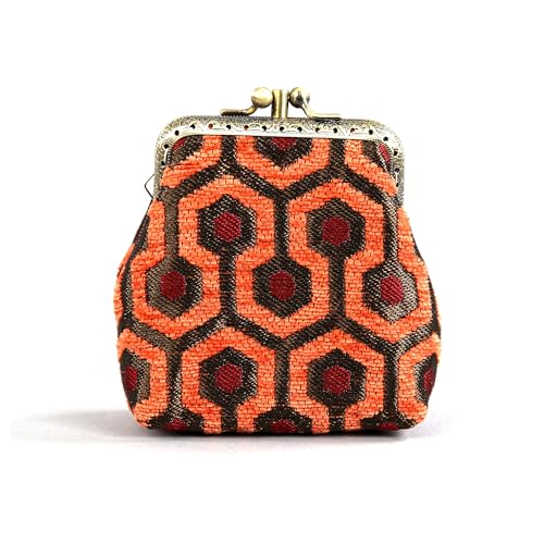 Carpet Bag Double Kiss Clasp Coin Purse Pouch,Vintage Change Wallet Card Holder
