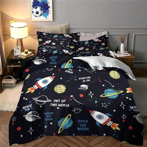 Parure de lit spatiale 3D avec housse de couette 200x200cm en microfibre double - 6