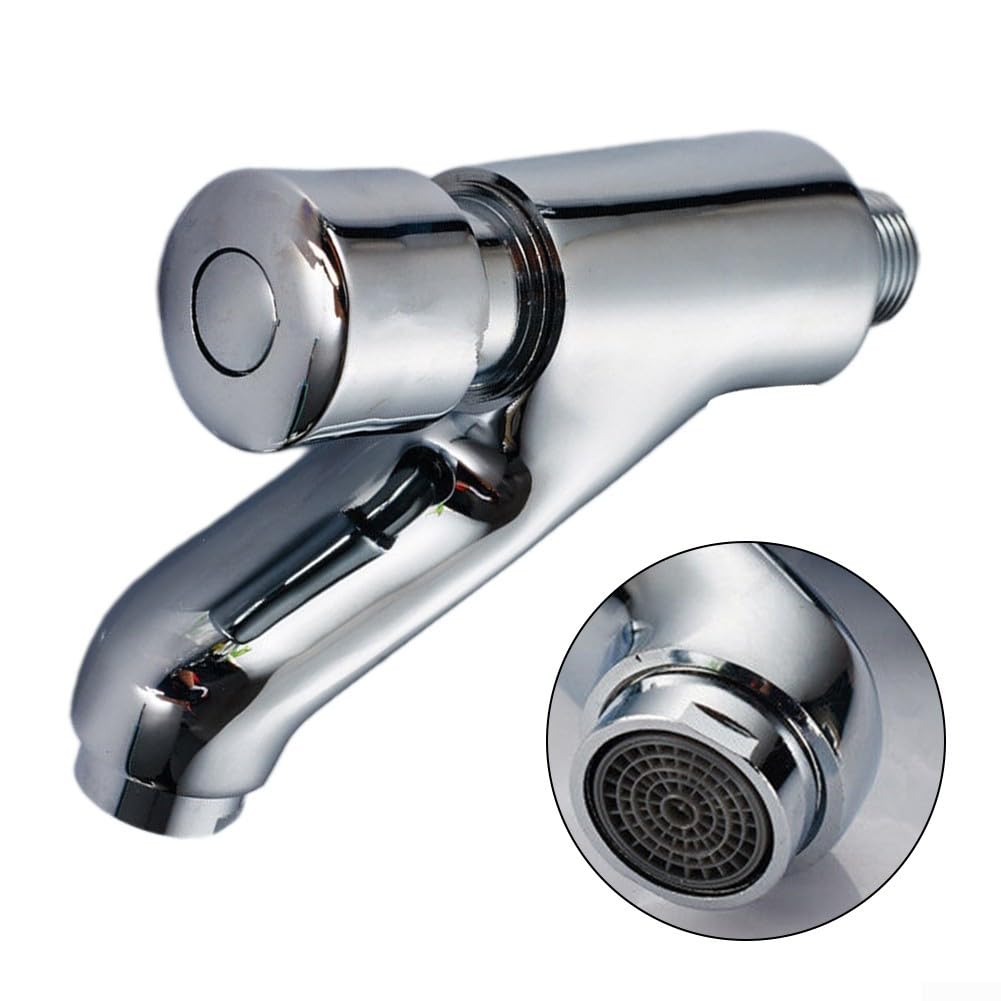 Self-Closing Bathroom Basin Taps Push Time Delay Hot and Cold Basin Sink Mixer Taps - Image 4