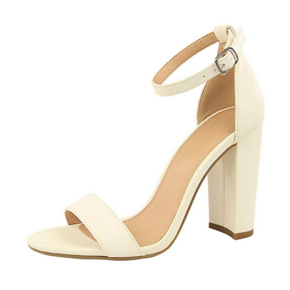 IvoireCh Women's High Chunky Heel Buckle Ankle Strap Sandals Chunky Block High Heel Sexy Dress Formal Party Sandal