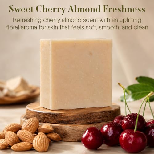 Image of 360Feel Handmade Castile Soap - Cherry Almond Soap, 5 oz, 4-Pack | Soothing Scent, Rich Lather, Handmade with Essential Oils - Suitable Gift for Anniversaries, Weddings & Holiday Stockings