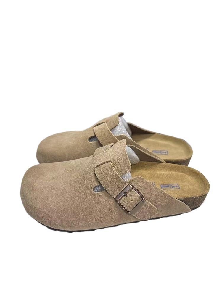 Generisch Echtes Rindsleder und Kork Sohle, Halbpack dicke Sohle Sandalen, Hausschuhe, Unisex Paar Schuhe