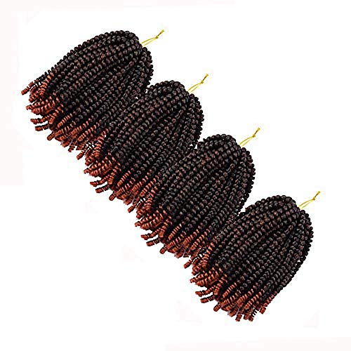spring twist hair 4 pack Crochet Braids Synthetic Fluffy Braiding Hair Extensions 8 inch ombre twist hair (8inch, T350)