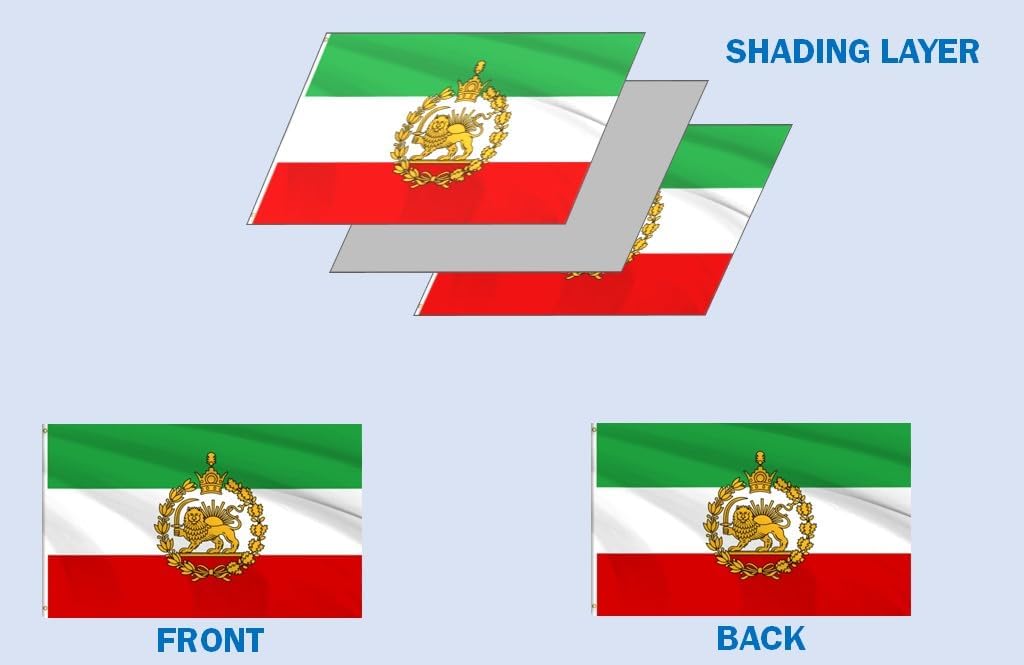 Double Sided 3ply Old Historic Iran with Lion Sun Crown Flag Premium Polyester Outdoor Flag - 4X6 Ft, Iranian Lion Sun Crown Flags, Vivid Color, UV Resistant, Strong Double Stitched with Brass Grommets for Home & Garden (Old B, 4X6 3ply)