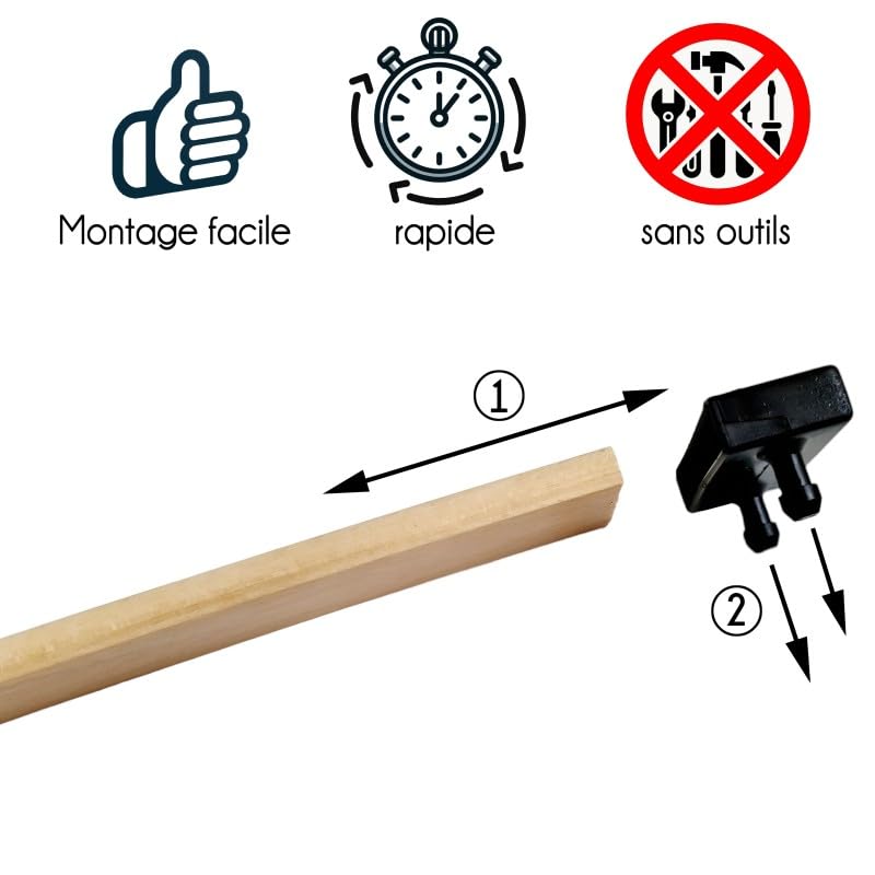 SCM Créations Doghe Per Letto In Faggio 7 Strati Tagliate Su Misura (max 90 Cm), Larghezza 53 Mm, Spessore 8 Mm, Con Punte A Clip, Produzione Francese