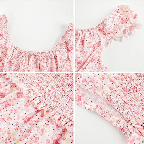 Image of Womens Summer Sundress Ruffle Sleeve Sweetheart Neck Print Mini Dress