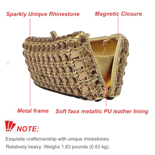 Image of Unique Diamond Evening Bag Dress Up Prom Crystal Clutch Purse Women Bridal Party Wedding