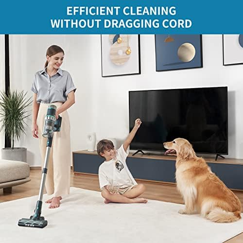 Belife Cordless Vacuum Cleaner, 22Kpa Stick Vacuum, Max 45mins Runtime, 380W Brushless Motor with Led Touch Screen, 6 In 1 Lightweight Wireless Vacuum Cleaners for Hard Floor Carpet Car Pet Hair