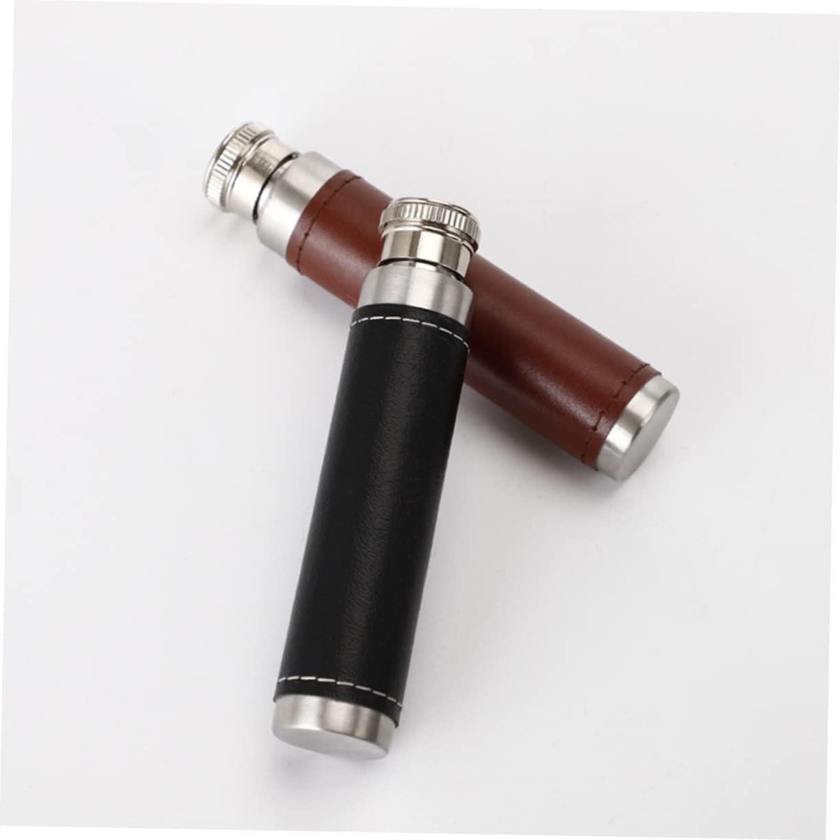 GLEAVI 3pcs Portable Stainless Steel Wine Tube Leather Cover Round Base for Outdoor Use Versatile Case Compact Design for Easy Carrying Friends Silver