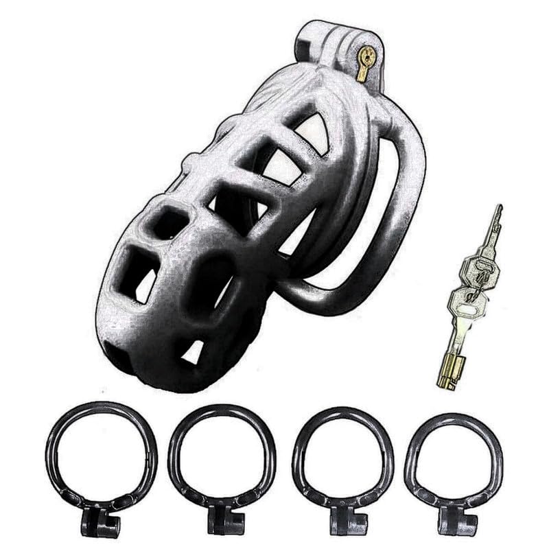 Black Plastic Fitness Protection Cage, 100mm De Largo, Adecuado para El Desgaste De Entrenamiento Personal, con 4 TamañOs De Anillos, DiseñO De Cerradura Invisible, Key-K+2