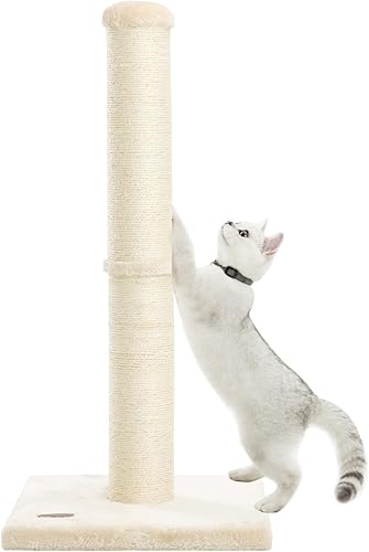 Miniatura 8 de Poste rascador para gatos de 34 pulgadas con cuerda de sisal natural, 4.3 pulgadas de diámetro grande, árbol rascador para gatos de interior, color