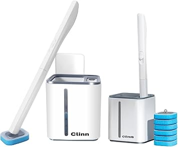Magic Wand Disposable Toilet Clean Kit | Disposable Toilet Cleaning Brush Set including12 Brush Heads, Toilet Stick and Storage Box for Bathroom Cleaning