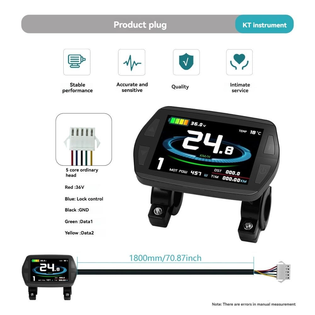 Wuden Electric Bicycle Display Meter Color Light Sensing KT-LCD8YU Color Light Sensing Display Meter for Ebike Accessor SM Plug