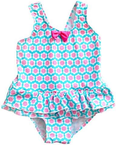 Saidi Little Girls One Piece Swimsuit Bow Pink Flower (1T)