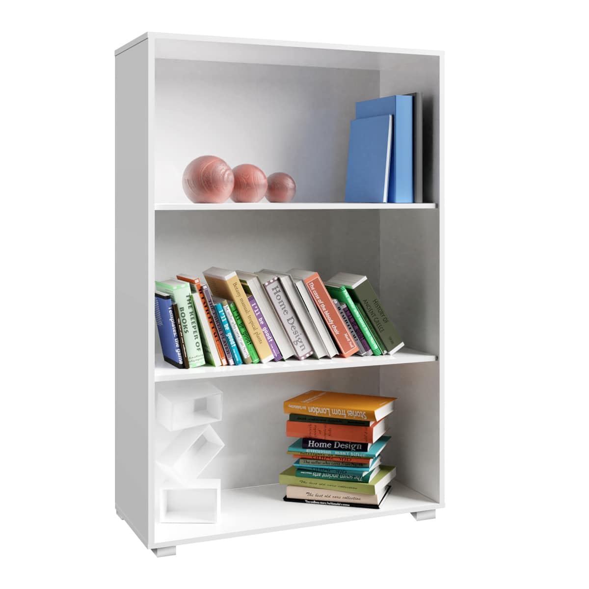Casaria® Libreria Scaffale Vela 3 Ripiani 115cm Mobile Libri Ufficio Archiviazione Documenti Bianco