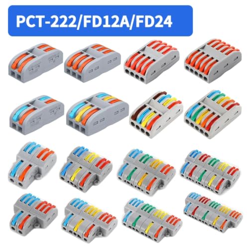 Conector de cable palanca 28-12 AWG soluciona empalmes complejos, diseño 1 en 2 salidas, 100 uds 3