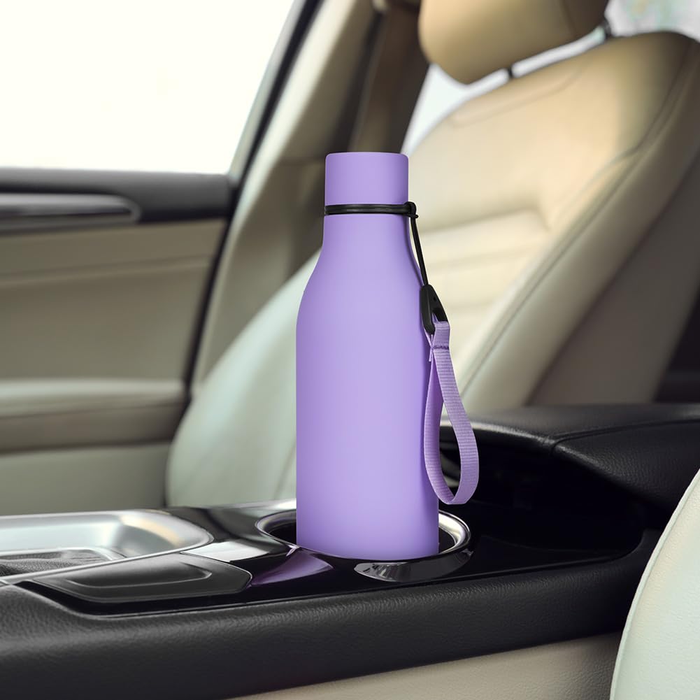 Borraccia In Vetro Borosilicato 550 Ml Con Tappo Acciaio Inox E Cinturino, Lavabile In Lavastoviglie