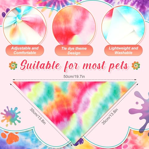 Image of Abbylike 50 Pieces Tie Dye Dog Bandanas Bulk Colorful Hippie Pattern Dog Bandanas for Dogs Triangle Kerchief Scarf Bibs Set for Pets Summer Party Costume Accessories, 25 Styles (19.7 x 13.8 x 13.8)