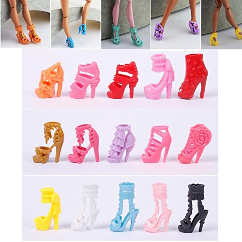 Set of 10 Pairs Fashion Dolls Shoes Heels SandalsFor Barbie Dolls Outfit Dress