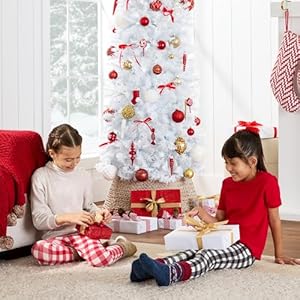 Best choice products white pencil christmas tree 6ft unlit slim decoration without lights skinny premium holiday decor metal stand easy assembly  urban country home decor