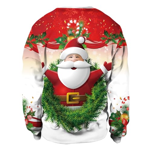 Eciodci Unisex Christmas Ugly Sweatshirt 3D Christmas Tree Xmas Lights Print Pullover Long Sleeve Sweatshirts for Merry Party - Image 4