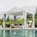 Domi Outdoor Pergola 10' x 12', Aluminum Louvered Pergola with Adjustable Louvers, Full Aluminum Frame, Built-in Gutter System, Modern Patio Gazebo for Deck Garden Patio, White
