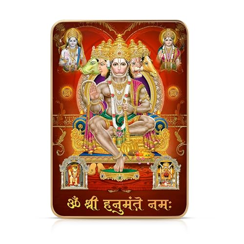 Image of Regalo Casila Panchmukhi Hanuman Ji Photo Frame for Home Office Temple Pooja Room Spiritual Wall Decor Gift Divine Religious Frame with Sanskrit Mantra Printed in Vibrant Multicolor 6x8 Inches
