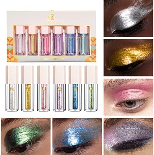 YOUNG VISION Liquid Glitter Eyeshadow Set, Metallic & Shimmer & Glow Shades,Quick-Drying, Waterproof, Non-sticky,0.17 Fl Oz