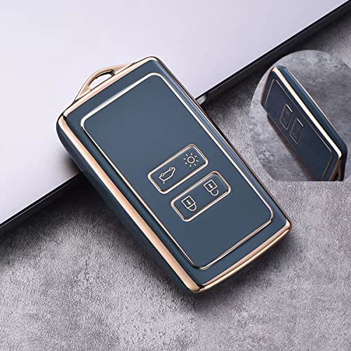 Heart Horse Boitier Coque de clé de Voiture Ren-Ault Arkana Smart Key 4-Bouton Compatible avec Ren-Ault Fluence Duster Megane Kadjar-Coque de Protection Souple en Silicone TPU (Gris)