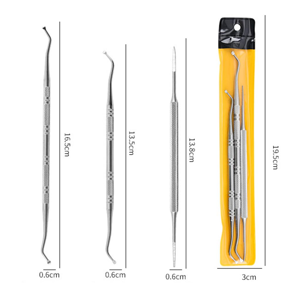 3 -Piece Bundle of Ingrown Toenail Files Made of Stainless Steel Double - Sided Tools for Expert Nail — view 2