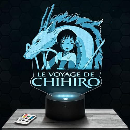 Lampe de chevet, Veilleuse Tactile Le voyage de Chihiro - Chihiro et Haku Lampe 3D LED illusion, Idée cadeau Noël anniversaire garçon et fille Lampe de nuit chambre d'enfant ou adulte