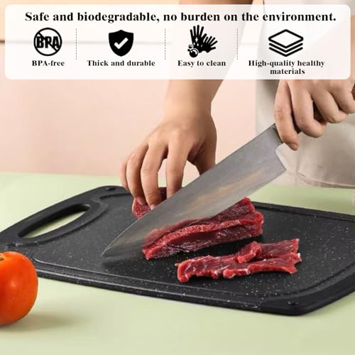 3 Pcs Tagliere da Cucina, Taglieri Plastica con Manico Antiscivolo, Cutting Board con 3 Misure, Senza BPA, Ideale per Carne, Pane, Verdure, Frutta, Tagliere Lavabile in Lavastoviglie - immagine 6