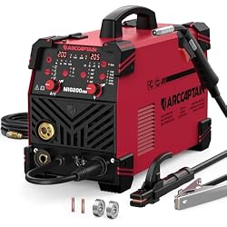 ARCCAPTAIN 200A MIG Welder, 6-in-1 Upgraded Multiprocess Welder 110V/220V | 6-in-1 (Gas MIG, Flux Core, Stick, Lift TIG, Spot, Spool Gun / Synergy Control / Burn Back Adjustment / Inductance Control