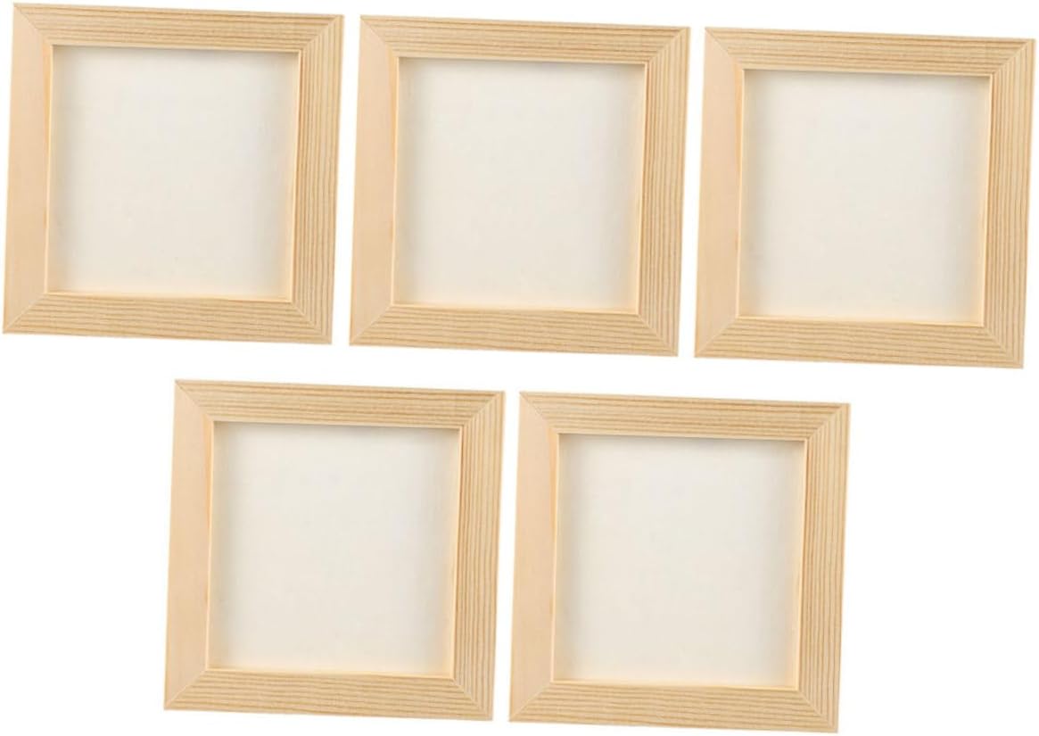 Paintable Blank Wooden Picture Frames 16.5x16.5cm DIY Craft Photo Frames 5pcs for Artwork Display