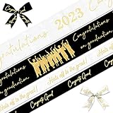 4 Pieces 2023 Graduation Ribbons 5 Yards, Congrat Grad Congratulations On Graduation Words Ribbons Gold White Black Decor Ribbons for Graduation Ceremony Gift Wrapping Party Decoration Crafts Supplies