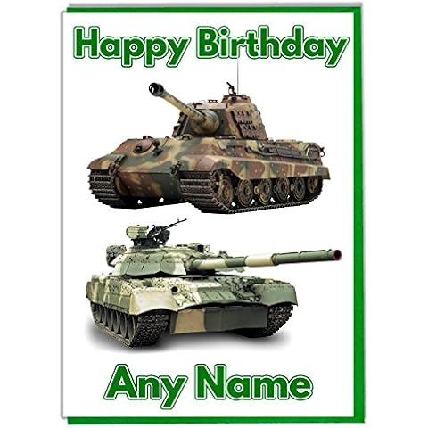 Military Army Tanks Personalised Birthday Card - ADD A NAME AND AGE Cover
