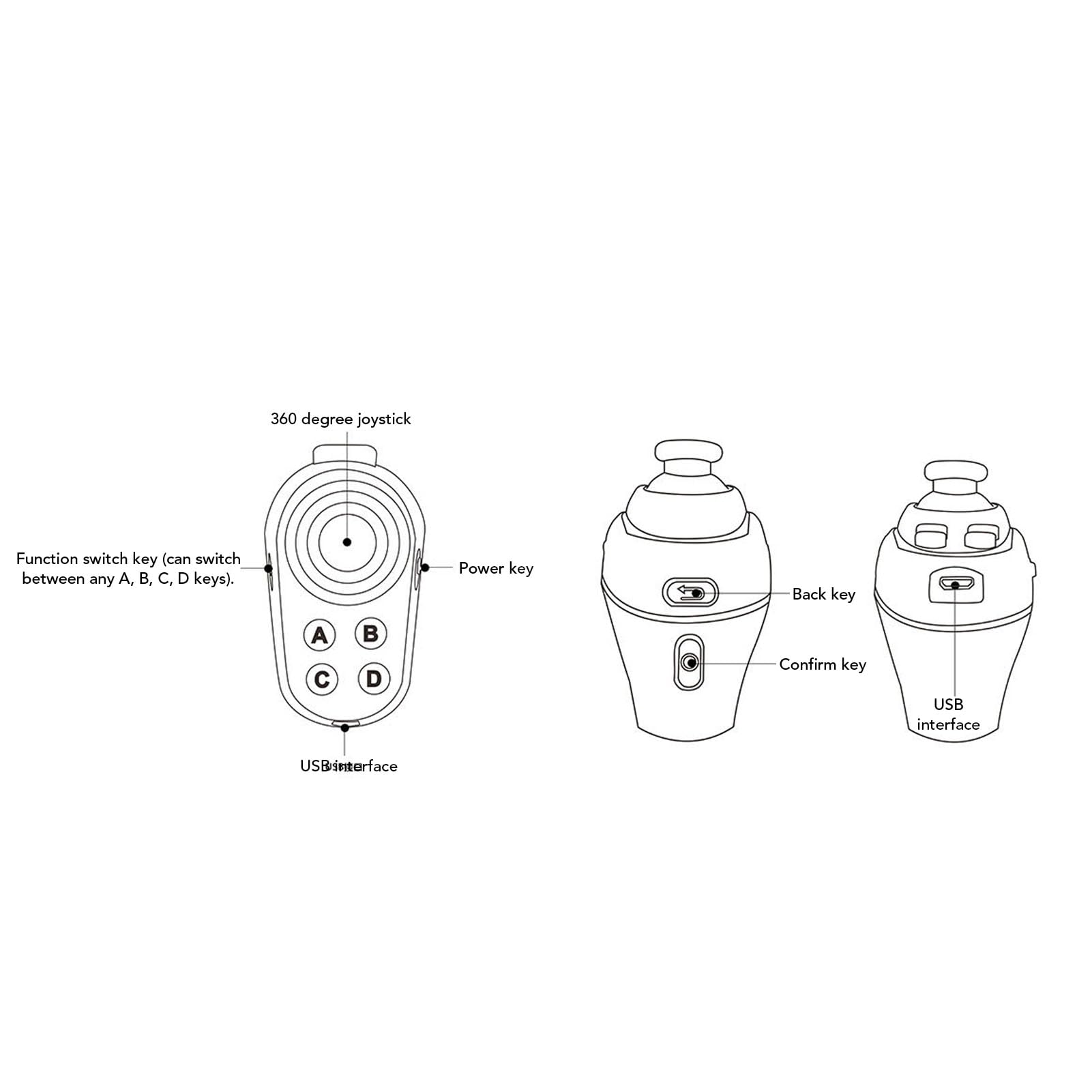 PUSOKEI Contrôleur de télécommande VR Manette de jeu Bluetooth, Manette de jeu VR sans fil Contrôle vidéo VR, selfie, page Flip E-Book/PPT/Nook, souris, réglage du son, pour smartphone