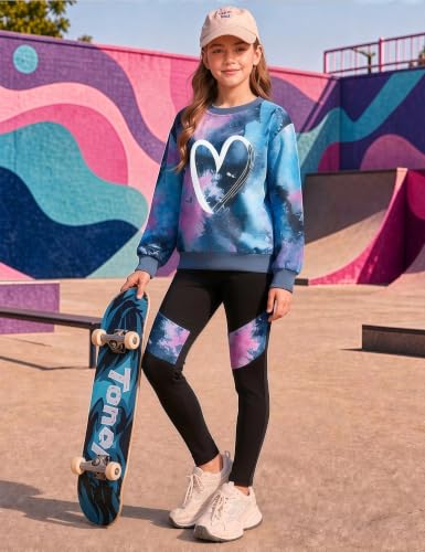 Image of Girls 2 Piece Outfits Kids Clothes Sets Sweatsuit Tracksuit Jogger Print Long Sleeve Sweatshirts Sweatpants 4-13Y