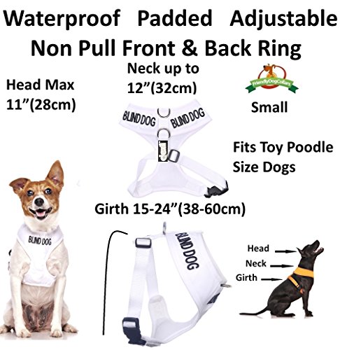 Blind Dog (Dog Has Limited/No Sight) White Color Coded Non-Pull Front And Back D Ring Padded And Waterproof Vest Dog Harness Prevents Accidents By Warning Others Of Your Dog In Advance (S) #TOP1