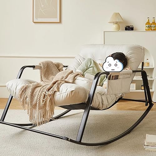 Mecedora de patio al aire libre, totalmente acolchada, mecedora de gran tamaño para porche delantero, jardín y patio, silla moderna para uso en interiores y exteriores