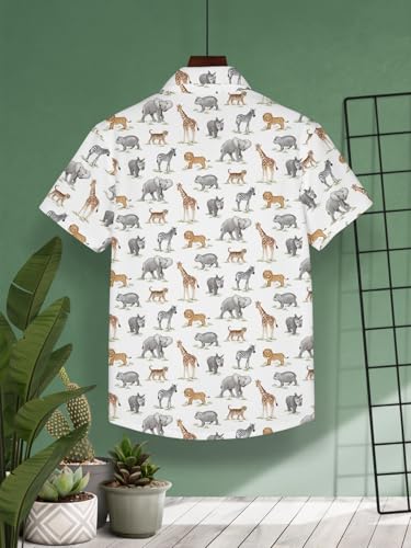 Image of HELLCAT White, Dark Blue Trendy Regular Fit Printed Causal Shirt for Boys - Pack of 2