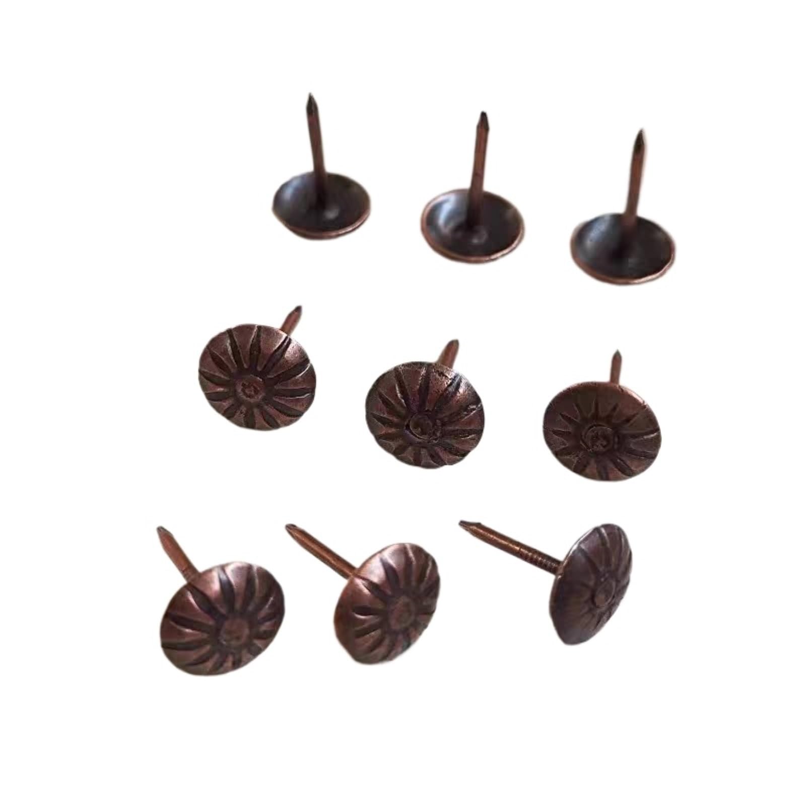 Gold Brass Decorative Nails 11X16mm Push Tacks for Jewelry Box Furniture Wood Craft Hardware(Copper red,50pcs)