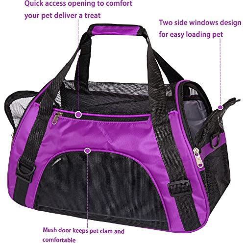 Adkyop Cat Carrier Pet Carrier Soft-Sided Pet Travel Bag For Cats Dogs Comfort Portable Dog Carrier Cat Bag Airline Approved (Medium Purple) #TOP4