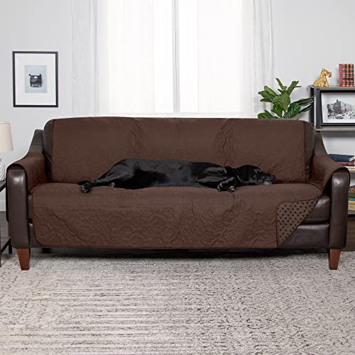 Image of Furhaven Waterproof & Non-Slip Large Sofa /Couch Cover Protector for Dogs, Cats, & Children - Quilted Paw Print Living Room Furniture Cover - Espresso, Large Sofa