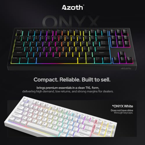 Image of AZOTH Onyx Black RGB Gaming Keyboard, 87 Keys Compact Membrane Design, Type C Wired with Braided Cable, Double Injection Keycaps, 26-Key Anti-Ghosting, USB for PC Laptop Desktop - Black