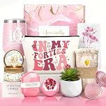 40th Birthday Gifts for women,Happy 40th Birthday Basket Gifts for Women Fabulous 40 Year Old Female Pamper Hamper Ideas,Turning 40 Birthday Gifts Bath Set,Presents box for Best Friend Sister Wife Mom