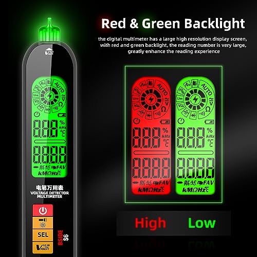BSIDE Voltage Tester Rechargeable Non Contact Electrical Tester Pen with Triple Display VFD Capacitance Diode Tester Live Detector Multimeter Auto Range for AC DC Current/Voltage Ohm Hz Continuity - Image 2