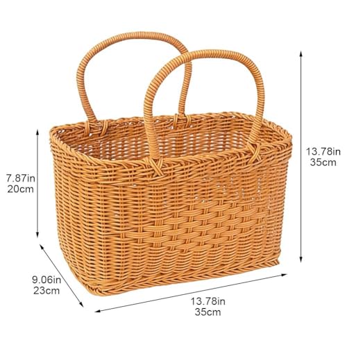 Cesta de compra de imitación ratán con asa duradera y cómoda 3