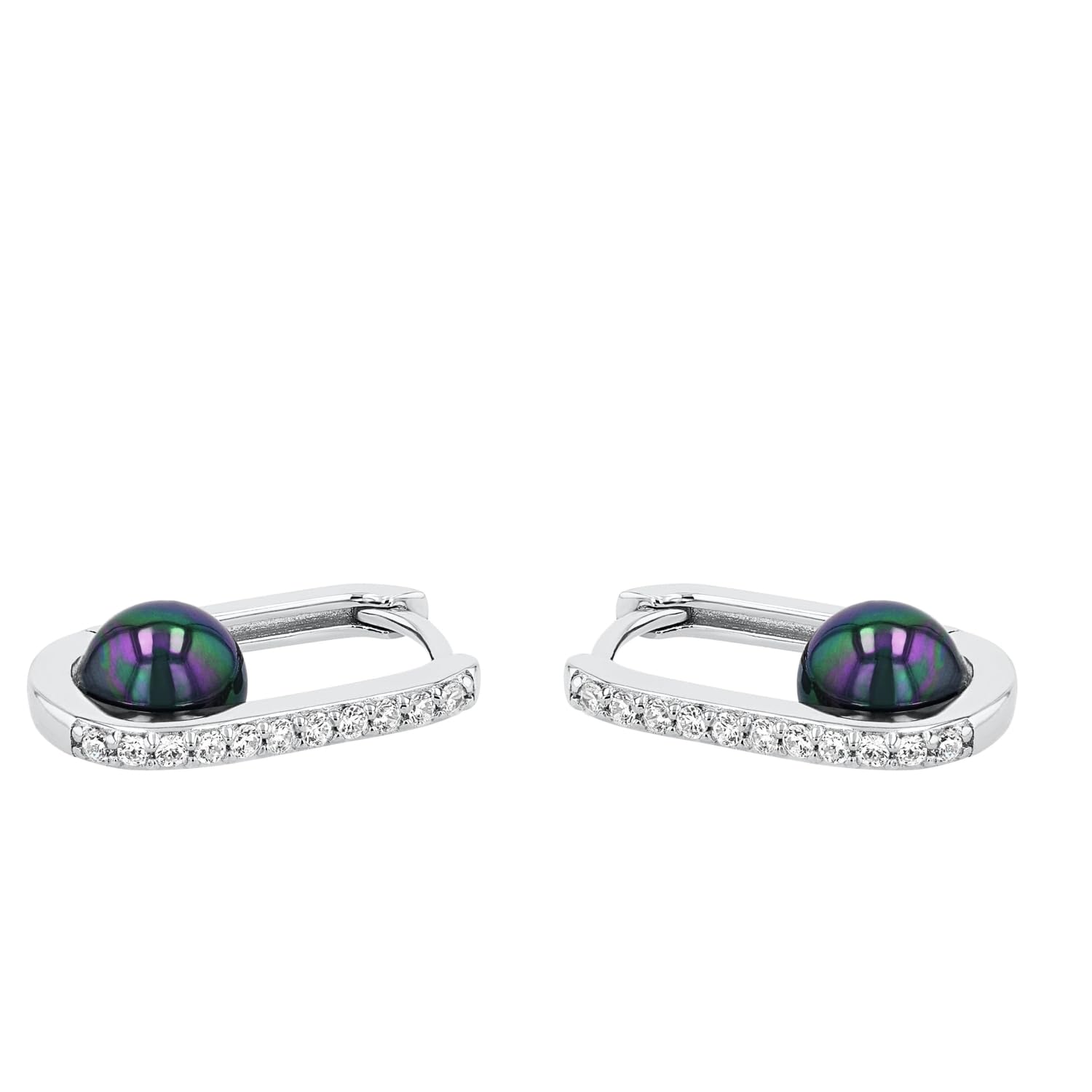 Amor Creolen aus 925 Sterling Silber für Damen, Ohrschmuck, teilw. mit Schmuckstein, Silber 925 vergoldet, Geschenk für Frau und Freundin, Kommt in Schmuckbox